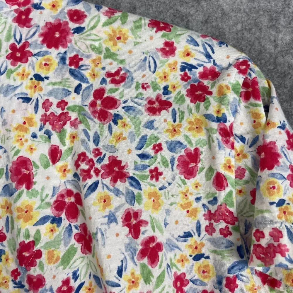 Lauren Ralph Lauren Pajama Top Womens Medium Floral Button Front‎ Monogram Logo